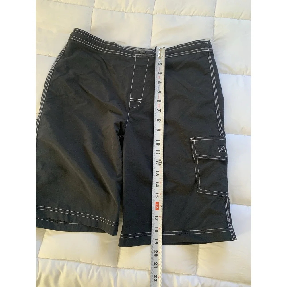 LANDS' END Boys Size‎ Large 12-14 Swim Trunks Suit Mesh Lining Black Swimsuit